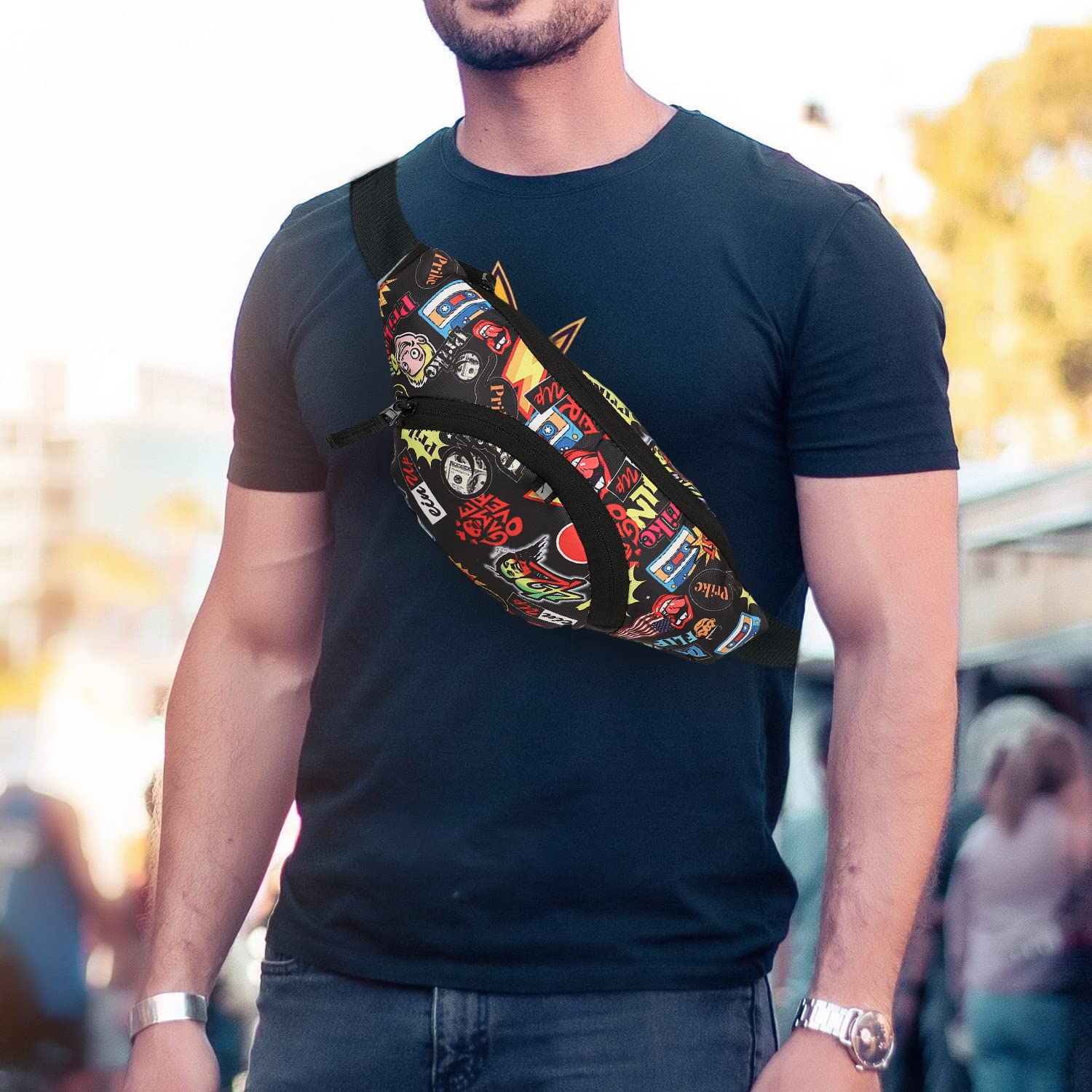 Waist Bag for Men,Women/Fanny Pack for Hiking Travel Camping Running Sports Outdoors/Money Belt with Adjustable Strap (Multicolor Green Zip) - Image 7