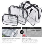 House of Quirk 3 Pack Clear PVC Cosmetic Bags Travel Toiletry Bag Set Waterproof Zipper Packing Cubes Organizer (Black) - Image 3