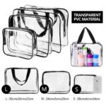 House of Quirk 3 Pack Clear PVC Cosmetic Bags Travel Toiletry Bag Set Waterproof Zipper Packing Cubes Organizer (Black) - Image 4