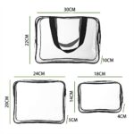 House of Quirk 3 Pack Clear PVC Cosmetic Bags Travel Toiletry Bag Set Waterproof Zipper Packing Cubes Organizer (Black) - Image 6