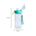 MARKET 99 Green & Transparent Kids Sipper Bottle 600ml | Leak Proof Plastic Water Bottle for School, Travel, Sports, Hiking & Daily Hydration | Lightweight BPA Free Flask for Easy Everyday Carry - Image 6