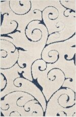 REYAZ HANDICRAFTcarpet Soft Modern Shag Area Rugs Fluffy Living Room Carpet Comfy Bedroom Home Decorate Floor Kids Playing Mat 2 Feet by 6 Feet, Ivory Blue - Image 3