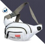 World Star Polyester Waist Pack Travel Handy Hiking Zip Pouch Document Money Phone Belt Sport Bag for Men and Women and Adult | White | Fluffy White Waist Bag - Image 3