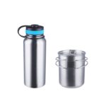 Canteen Stainless Steel Water Bottle with Nested Camping Cup and Lid for Bug Out Bag, Bushcraft Gear, Metal Canteen with a Wide Mouth Water Bottle and Mess Kit - Image 3
