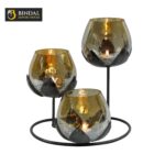 3pc Ancient Bronze - Gold Glass Candle Holders - 3- Candlesticks Holders Gold Glass Candle for Home Decoration Dinning Table Decoration Candle Wedding Holiday Décor - Image 3