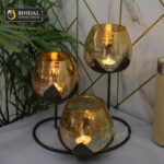 3pc Ancient Bronze - Gold Glass Candle Holders - 3- Candlesticks Holders Gold Glass Candle for Home Decoration Dinning Table Decoration Candle Wedding Holiday Décor - Image 4