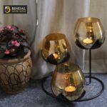 3pc Ancient Bronze - Gold Glass Candle Holders - 3- Candlesticks Holders Gold Glass Candle for Home Decoration Dinning Table Decoration Candle Wedding Holiday Décor - Image 5