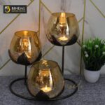 3pc Ancient Bronze - Gold Glass Candle Holders - 3- Candlesticks Holders Gold Glass Candle for Home Decoration Dinning Table Decoration Candle Wedding Holiday Décor - Image 6