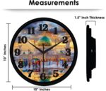 Decorative Wall Clock, Islamic Architecture Design, 25.4 cm, Round Shape, Black Frame - Image 3