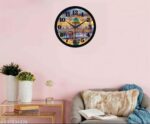 Decorative Wall Clock, Islamic Architecture Design, 25.4 cm, Round Shape, Black Frame - Image 4