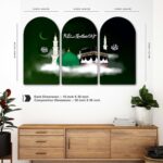 SAF Kaaba & Madina Islamic Arch Shape Set of 3 MDF Framed Painting for Home & Prayer Room Wall Décor | Ya Allah Calligraphy Religious Wall Frame (30 x 50 Inch) RPNL-32506 - Image 5