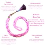 8mm Gemstone Tasbeeh with Metal Charm – 99 Beads Natural Healing Crystal Tasbih for Prayer & Meditation – Muslim Islamic Tasbeeh for Men & Women – Spiritual Gift - Image 4