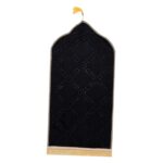 Prayer Rug Soft Turkish Portable Muslim Prayer Mat for Adults Men Women Kids Black - Image 4