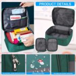 House of Quirk Polyester Portable First Aid Empty Kit Pouch Emergency Survival Bag Medicine Bag For Home Office Travel Camping Sport Backpacking (Design 2 Green) - Image 3