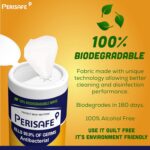 PERISAFE Multipurpose Disinfectant Wipe For Surfaces & Skin-100 Wipes | 100% Biodegradable Wipes | Antibacterial | 2-IN-1- Kills Germs & Cleans Tough Messes - Image 3