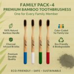 Biodegradable Bamboo Toothbrush – Family Pack | Natural Wooden Toothbrush with Soft BPA-Free Bristles | Eco-Friendly, Organic, Zero Waste Oral Care for Adults & Kids (Pack of 4) - Image 3