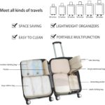 KRLZ 7 PCS Travel Organiser Packing Bags Packing Cubes Travel Luggage Packing Organizers Clothes Shoes Cosmetics Toiletries Storage Bags (Beige) - Image 4