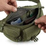 Beanny Tactical Waist Bag for Men Women | Multi-Pocket Utility Fanny Pack Sling Bag | Durable Outdoor Travel Pouch Cross Body Belt Bag for Hiking Trekking Camping (Green) - Image 3