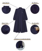 Girls Abaya Muslim Dress with Front Zipper 2 Pockets Dress Long Sleeve Solid Islamic Prayer Clothes for Kids - Image 6