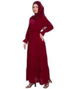 Premium Dubai Pattern Women's Burqa/Burkha for Any Occasion - Trending Islamic Wear for Girls and Women (Red) - Image 4