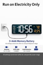 JASIFS Plastic Digital Alarm Clock Wall Table Clock Large Display,16.2 Inch Large LED Digital Clock with Remote Control/Automatic Brightness Big Clock with Date Week Temperature - Image 3