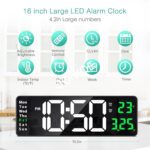 JASIFS Plastic Digital Alarm Clock Wall Table Clock Large Display,16.2 Inch Large LED Digital Clock with Remote Control/Automatic Brightness Big Clock with Date Week Temperature - Image 4