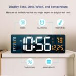 JASIFS Plastic Digital Alarm Clock Wall Table Clock Large Display,16.2 Inch Large LED Digital Clock with Remote Control/Automatic Brightness Big Clock with Date Week Temperature - Image 7