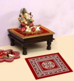 Status Contract Multipurpose Pooja Prayer Mat 18x18 inch Pooja Assan (MEHROON) - Image 6