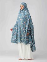 ANA Duaa Sky Blue Leaves Floral Prayer Dress – Pure Cotton Namaz Makhna with Tie Knot | Lightweight, Breathable for Hajj, Umrah & Salah - Image 5