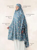 ANA Duaa Sky Blue Leaves Floral Prayer Dress – Pure Cotton Namaz Makhna with Tie Knot | Lightweight, Breathable for Hajj, Umrah & Salah - Image 6