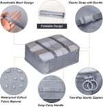 Nylon 8 Pcs Travel Organizer Pouch Packing Cubes For Clothes Space Savers Bags Cosmetics/Underwear/Socks/Shoes Toiletry Bag Laundry Organiser (gray) - Image 3