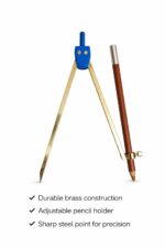 Germany Brass Pencil Compass with Cover | Heavy Duty Brass Geometry & Drafting Compass | Adjustable Circle Drawing Tool for Students, Architects, Woodworking & Marine Navigation - Image 3