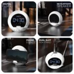 Xech Digital Alarm Clock with Speaker for Students and Heavy Sleepers | Mini Clock with Pen Stand & Phone Holder for Kids Bedroom | Birthday Gift for Husband Girlfriend Boyfriend (Ellipse, White) - Image 3