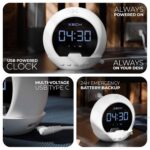 Xech Digital Alarm Clock with Speaker for Students and Heavy Sleepers | Mini Clock with Pen Stand & Phone Holder for Kids Bedroom | Birthday Gift for Husband Girlfriend Boyfriend (Ellipse, White) - Image 4