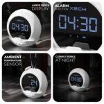 Xech Digital Alarm Clock with Speaker for Students and Heavy Sleepers | Mini Clock with Pen Stand & Phone Holder for Kids Bedroom | Birthday Gift for Husband Girlfriend Boyfriend (Ellipse, White) - Image 5