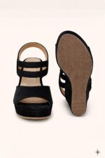 Women's Wedge Sandals | Elastic Strap, Open Toe, Low Heel | Elegant Comfortable Heels for Party, Office & Casual Wear | Fashion Footwear for Girls & Women, - Image 5