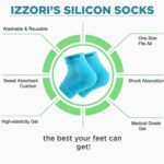 IZZORI Silicone Gel Heel Socks for Dry Hard Cracked Heel Repair Pad, Swelling & Pain Relief, Cushion Support, Foot Care, Ankle Protection, Plantar Fasciitis for Men and Women (Free Size, Blue, 1 Pair) - Image 4