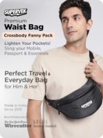 Supervek PRO Waist Bag for Men & Women – Lightweight Crossbody Waist Bag Chest Fanny Pack Pouch with Water Proof Zipper– Hip Belt Bag for Travel, Hiking, Festivals, Cycling & Outdoors- Carbon Black - Image 3