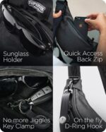 Supervek PRO Waist Bag for Men & Women – Lightweight Crossbody Waist Bag Chest Fanny Pack Pouch with Water Proof Zipper– Hip Belt Bag for Travel, Hiking, Festivals, Cycling & Outdoors- Carbon Black - Image 5