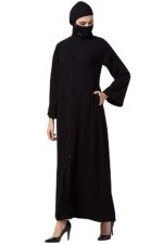 Musheco Free Size Front Open Abaya Made in Firdaus Fabric for Women & Girls with Side Pockets (FR-ME-AB-008) - Image 3