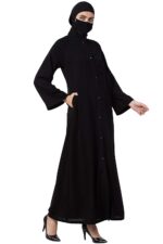 Musheco Free Size Front Open Abaya Made in Firdaus Fabric for Women & Girls with Side Pockets (FR-ME-AB-008) - Image 6
