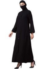 Musheco Free Size Front Open Abaya Made in Firdaus Fabric for Women & Girls with Side Pockets (FR-ME-AB-008) - Image 9