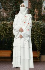 Brown Abaya Embroidery Work Burqa For Women Elegant Modest Islamic Wear Naqab - Image 4