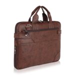 EXIM Laptop Bag for Men Office Use| Office Bag for Men| PU Leather Laptop Messenger Bag| Expandable Bottom Briefcase with Shoulder Strap| Fits Up to 15.6 Inch Laptop| Two-tone Brown Vintage-Style - Image 3