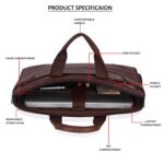 EXIM Laptop Bag for Men Office Use| Office Bag for Men| PU Leather Laptop Messenger Bag| Expandable Bottom Briefcase with Shoulder Strap| Fits Up to 15.6 Inch Laptop| Two-tone Brown Vintage-Style - Image 4
