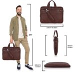 EXIM Laptop Bag for Men Office Use| Office Bag for Men| PU Leather Laptop Messenger Bag| Expandable Bottom Briefcase with Shoulder Strap| Fits Up to 15.6 Inch Laptop| Two-tone Brown Vintage-Style - Image 6