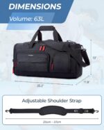 BAGSMART Gym Bag for Women & Men, Sports Travel Duffel Backpack with Shoe Compartment Laptop Compartment, Water Resistant Carry On Weekender Bag for Airplane, Black, 63L-Large, Travel - Image 5