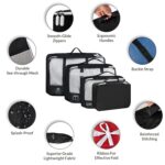 7pcs Travel Organizer Packing Cubes Set with 2 Self-Adhesive Hooks, Laundry Bag, Toiletry Bag, Lightweight Travel Pouch for Clothes (Black) - Image 5