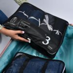 7pcs Travel Organizer Packing Cubes Set with 2 Self-Adhesive Hooks, Laundry Bag, Toiletry Bag, Lightweight Travel Pouch for Clothes (Black) - Image 8