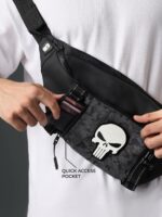 The Souled Store Marvel Punisher Utility Gear Fanny Pack Crossbody Sling Bag 4L Spacious Durable PU with Adjustable Strap Travel Daily Use Waist Bag for Men and Women - Image 4